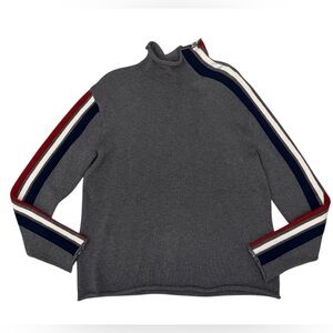 Alp N Rock Gray Knit Mock Neck Sweater w/ Stripe Sleeves Size M Organic Cotton